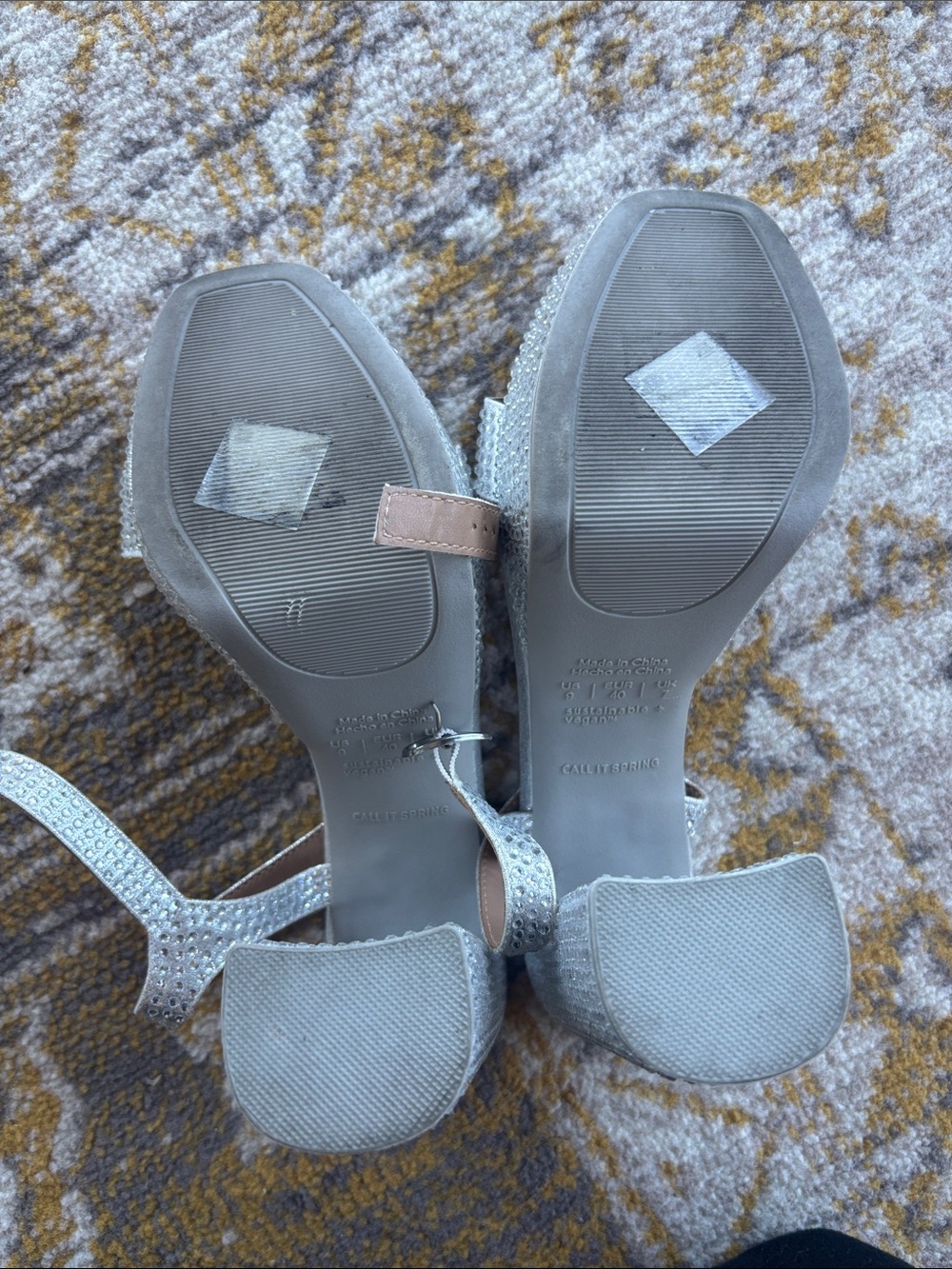 Call It Spring Silver Rhinestone Platform Block Heels - Picture 4 of 4
